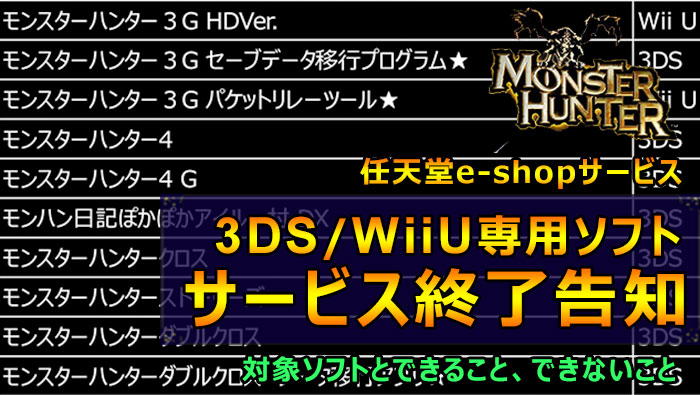 WiiU/3DSサービス終了